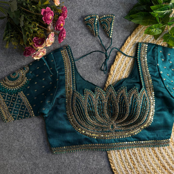 Morpeach Beautiful Heavy Sabyasachi Style Lotus Beads Work Bridal Blouse