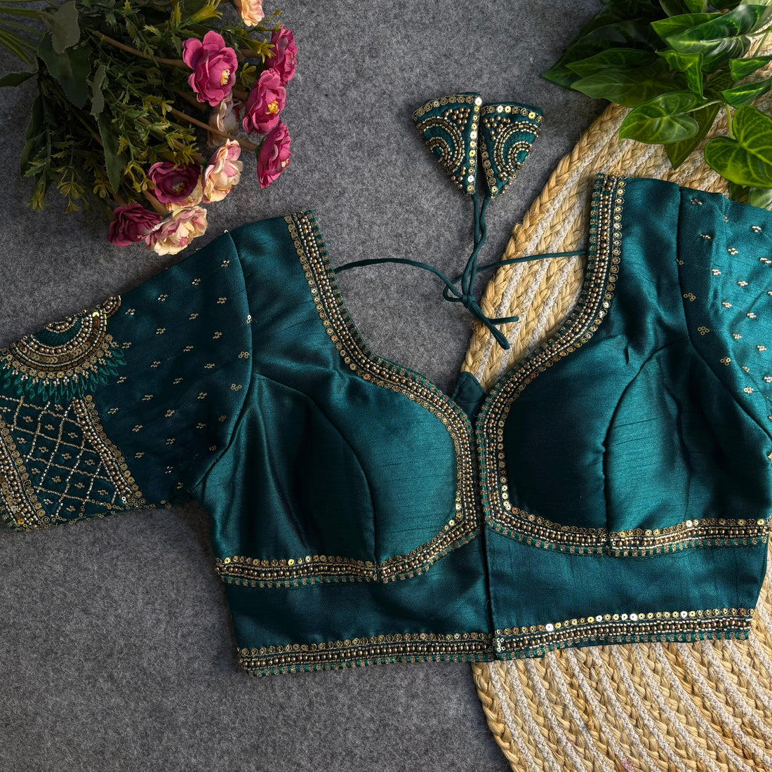 Morpeach Beautiful Heavy Sabyasachi Style Lotus Beads Work Bridal Blouse
