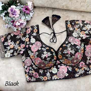 BLACK BEAUTIFUL SABYASACHI STYLE HEAVY WORK BLOUSE