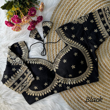 Black Heavy Zari Embroidery & Sequence Work Blouse