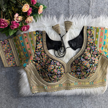 Sabyasachi Style Heavy Multi Kashmiri Thread & Codding Work Blouse