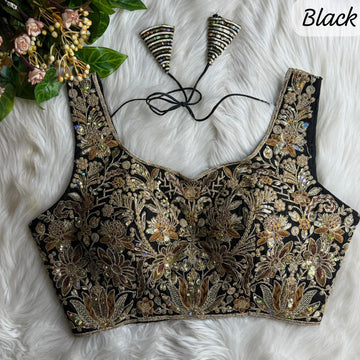 Black Bridal Havy Stars & Rainbow Sequence Work Blouse
