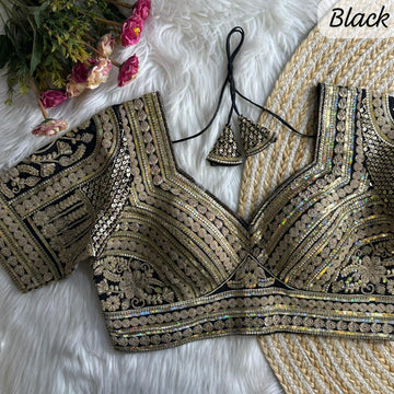 Black Sabyasachi Inspired Bridal Blouse Beautiful Havy Stars & Rainbow Work
