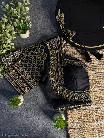 BLACK BEAUTIFUL INSPIRED MASABA STYLE BRIDAL BLOUSE