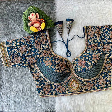 Blue Sabyasachi Style Bridal Blouse