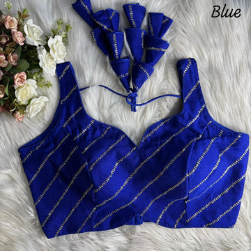 Blue Havy Jari Embroidery & Sequence Work