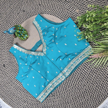 Blue Club Silk Partywear Blouse