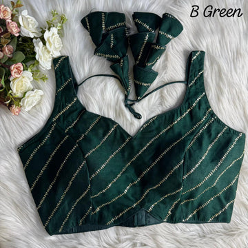 Bottle Green Havy Jari Embroidery & Sequence Work