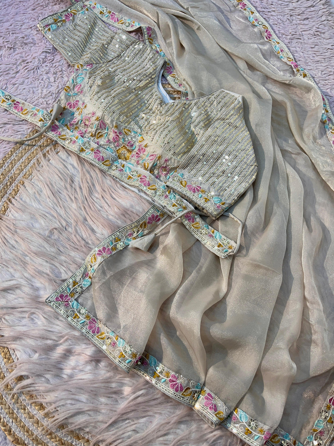 Chiku Beautiful Shine NC Moss Saree with Blouse
