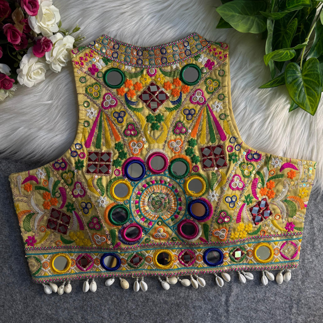 Gold Italian Silk Embroidered Stitched Blous