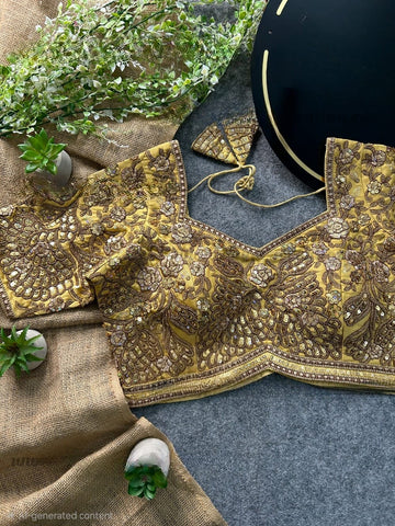 Golden Heavy Codding & Sequin Bridal Blouse
