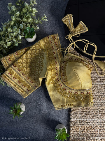 GOLD BEAUTIFUL INSPIRED MASABA STYLE BRIDAL BLOUSE