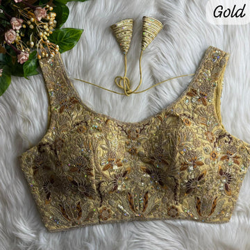 Gold Bridal Havy Stars & Rainbow Sequence Work Blouse