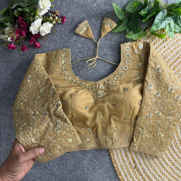 Gold Long Sleeves Bridal Blouse
