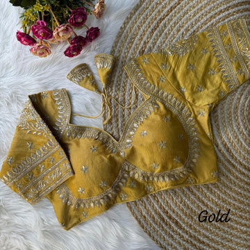 Gold Heavy Zari Embroidery & Sequence Work Blouse