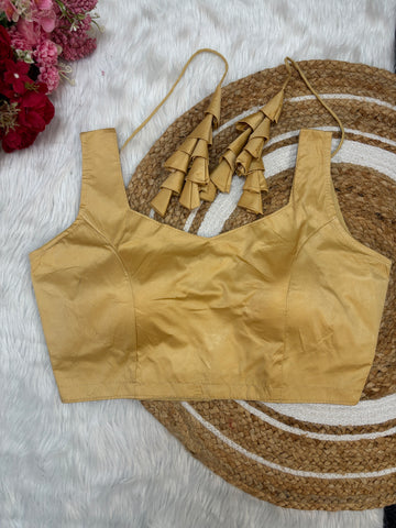 Gold Satin Silk Blouse With Bunch Latkans