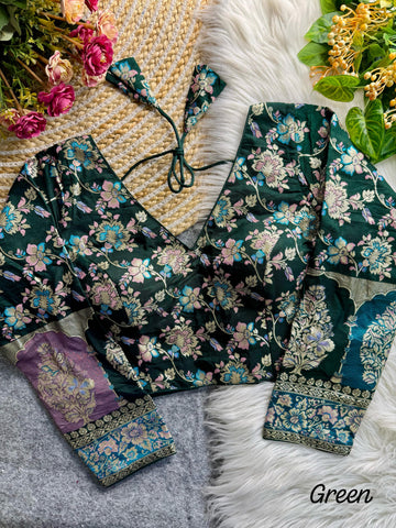 Green Beautiful Partywear Soft Dola Blouse