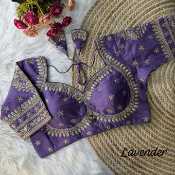 Lavender Heavy Zari Embroidery & Sequence Work Blouse