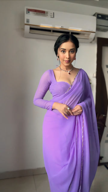 Ready To Wear Georgette Saree Lavender