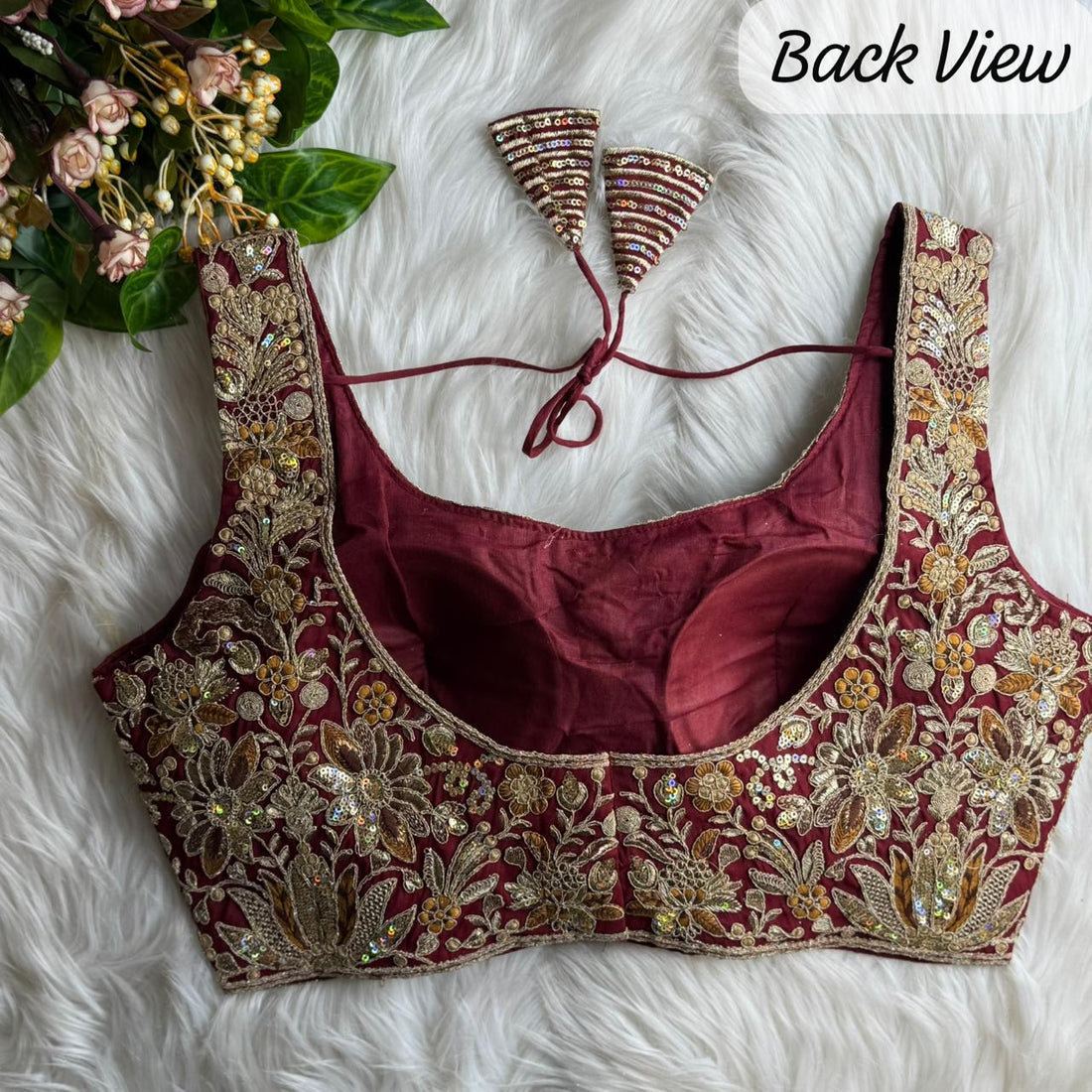 Maroon Bridal Havy Stars & Rainbow Sequence Work Blouse