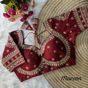 Maroon Heavy Zari Embroidery & Sequence Work Blouse