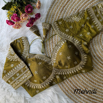 Mahndi Heavy Zari Embroidery & Sequence Work Blouse