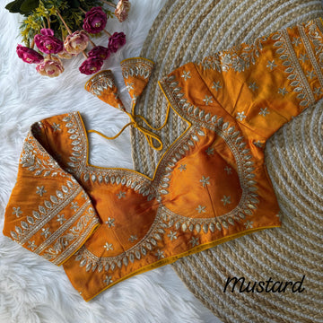 Mustard Heavy Zari Embroidery & Sequence Work Blouse