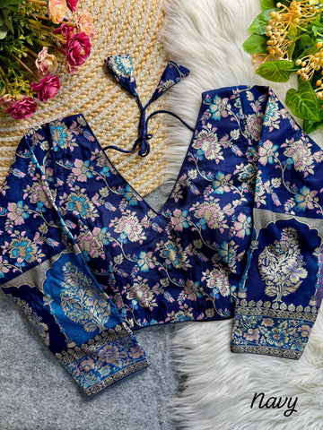 Navy Blue Beautiful Partywear Soft Dola Blouse