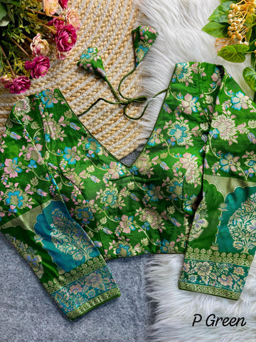 Green Beautiful Partywear Soft Dola Blouse