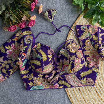 PURPLE BEAUTIFUL INSPIRED MASABA STYLE BLOUSE