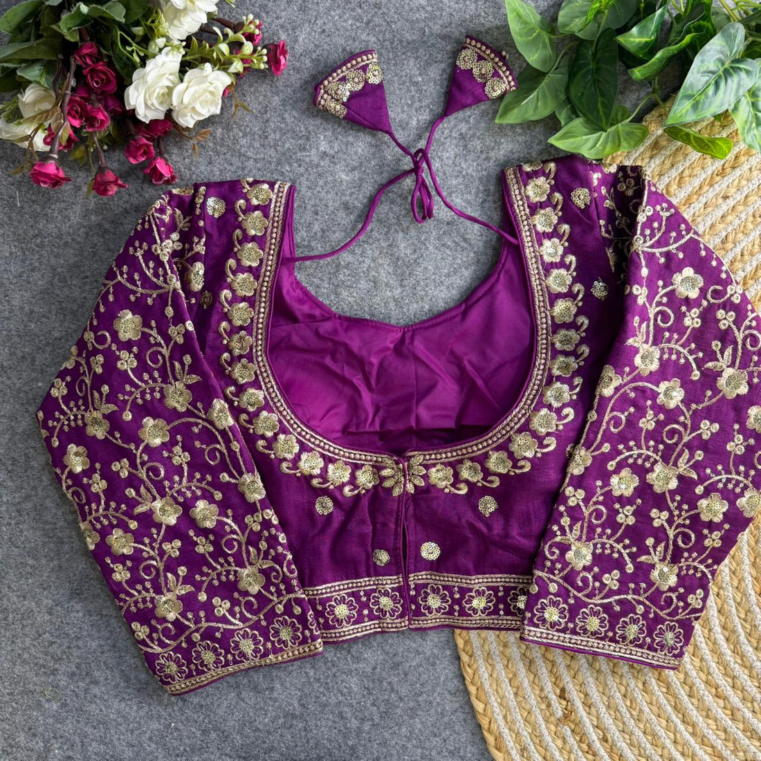 Purple Long Sleeves Bridal Blouse
