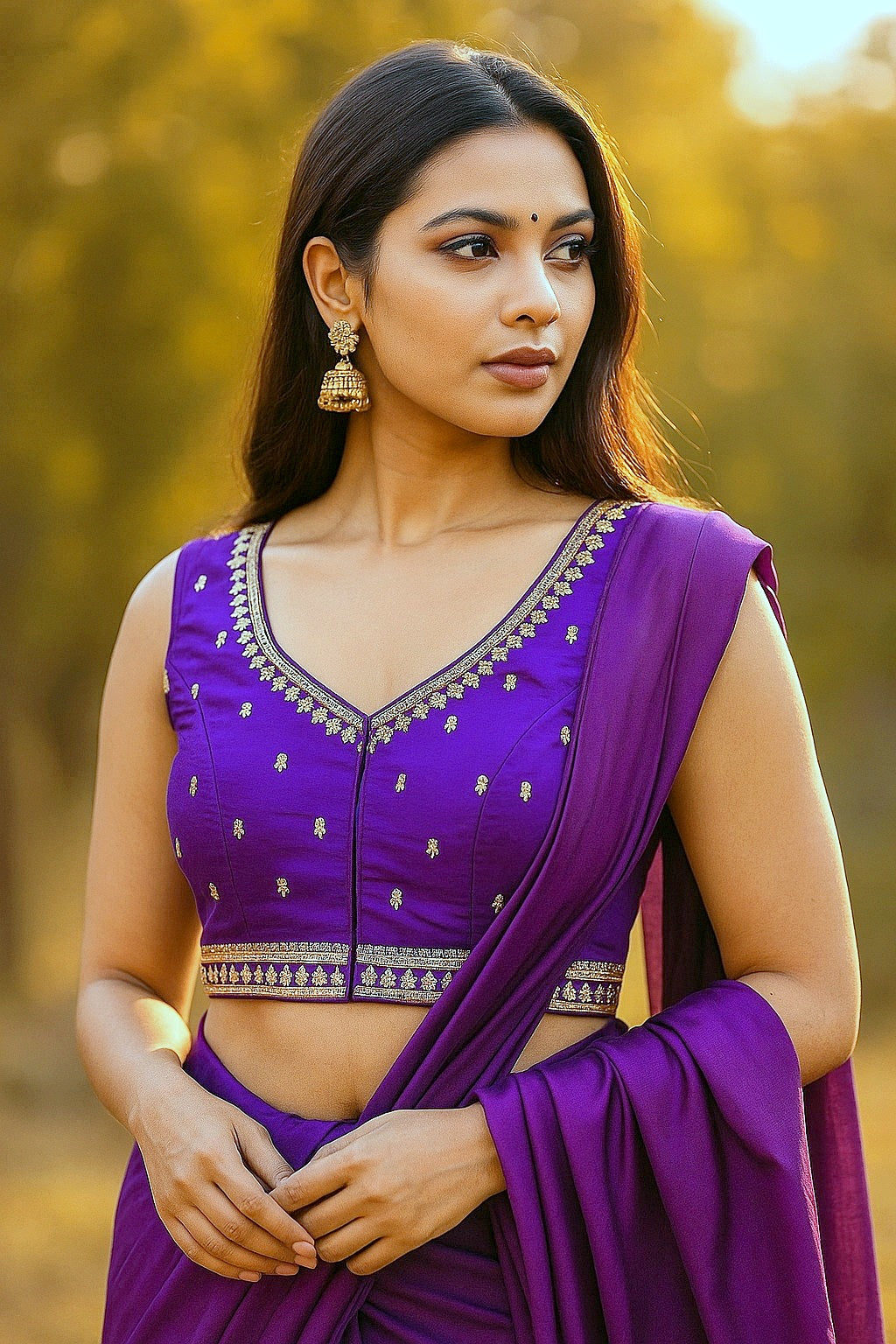 Purple Club Silk Partywear Blouse