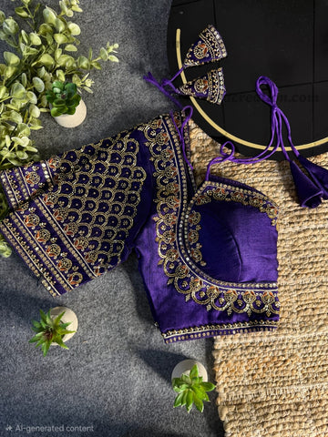 PURPLE BEAUTIFUL INSPIRED MASABA STYLE BRIDAL BLOUSE