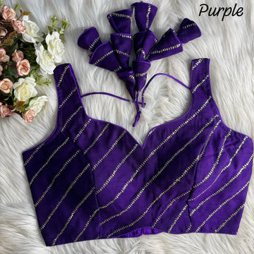 Purple Havy Jari Embroidery & Sequence Work