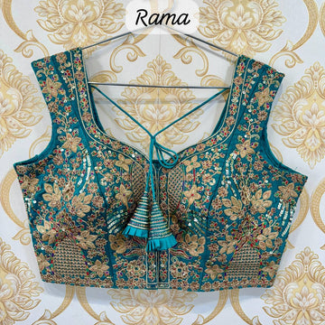 Rama Beautiful Heavy Embroidery Codding And Thread Work Bridal Blous