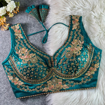 Rama Beautiful Heavy Stars & Beads Work Sabyasachi Neck Bridal Blouse
