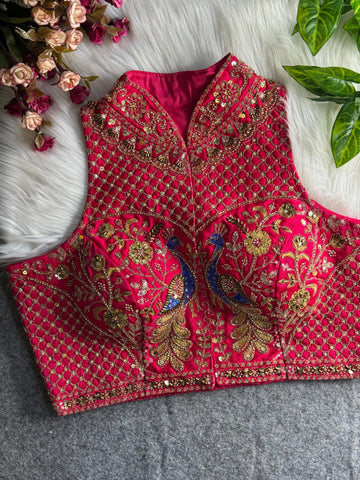 Rani Halter Neck Handwork Peacock Blouse