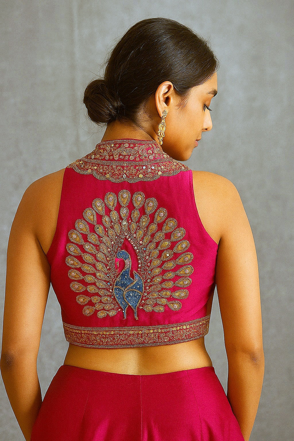 Rani Halter Neck Handwork Peacock Blouse