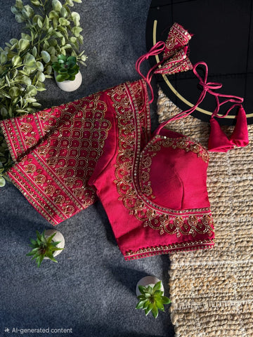 Red embrodiery Sticthd Blouse