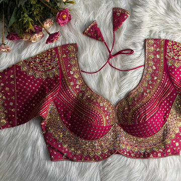 Rani Sabyasachi Inspired Bridal Blouse Beautiful Havy Stars & Rainbow Work