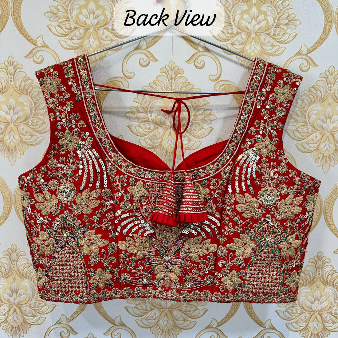 Red Beautiful Heavy Embroidery Codding And Thread Work Bridal Blous