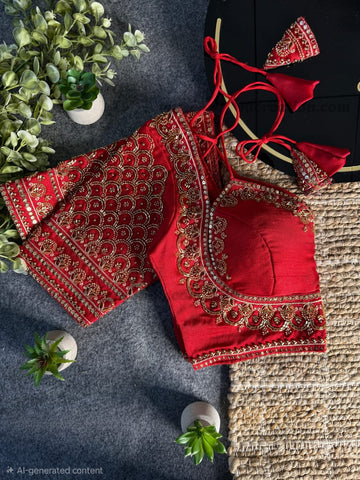 RED BEAUTIFUL INSPIRED MASABA STYLE BRIDAL BLOUSE
