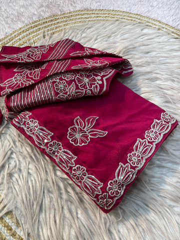 Rani Beautiful Rrangoli Silk With Heavy Sequence Thread Border Work blouse