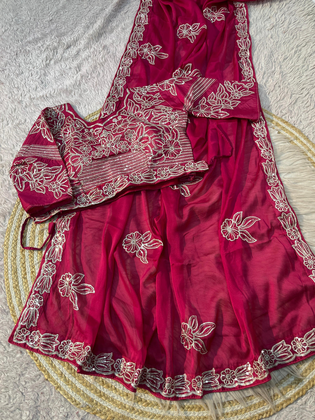 Rani Beautiful Rrangoli Silk With Heavy Sequence Thread Border Work blouse