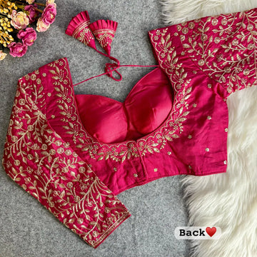Rani Vichitra Silk Embroidered Stitched Blouse