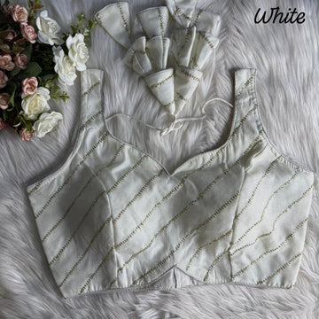 White Havy Jari Embroidery & Sequence Wor