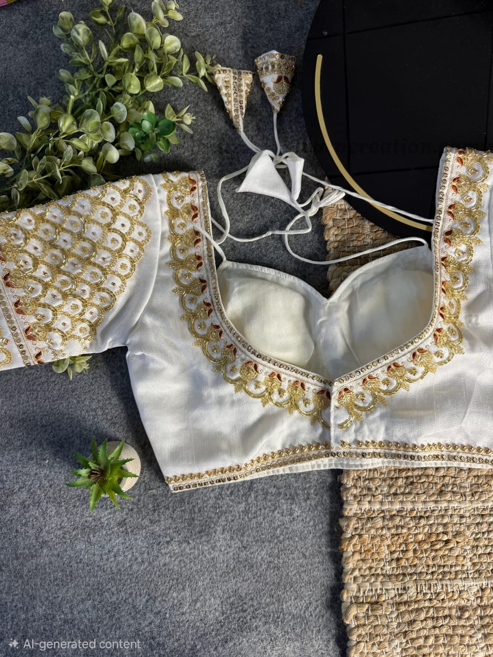 WHITE BEAUTIFUL INSPIRED MASABA STYLE BRIDAL BLOUSE