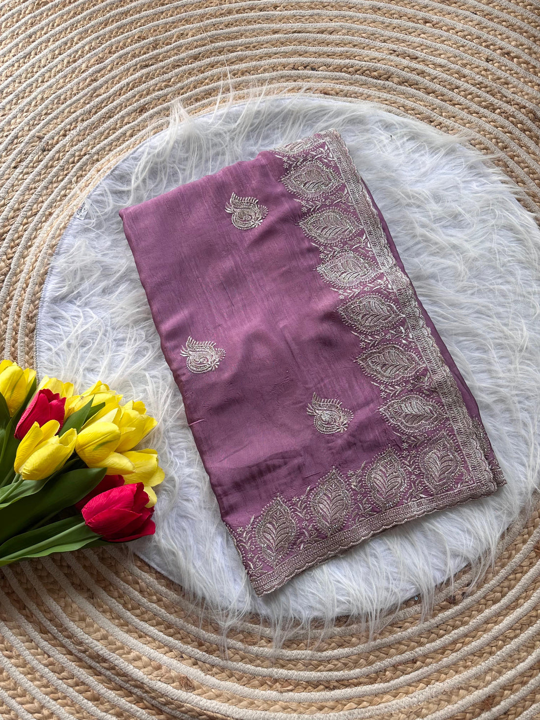 Crunchy Sattin Silk Sarita Saree With Beautiful Embroidery