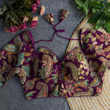 WINE BEAUTIFUL INSPIRED MASABA STYLE BLOUSE