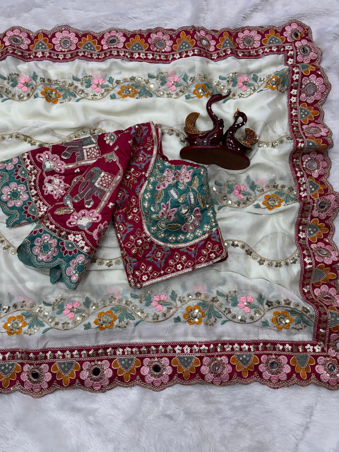 Soft Rangoli Silk Saree with Stiched Blouse